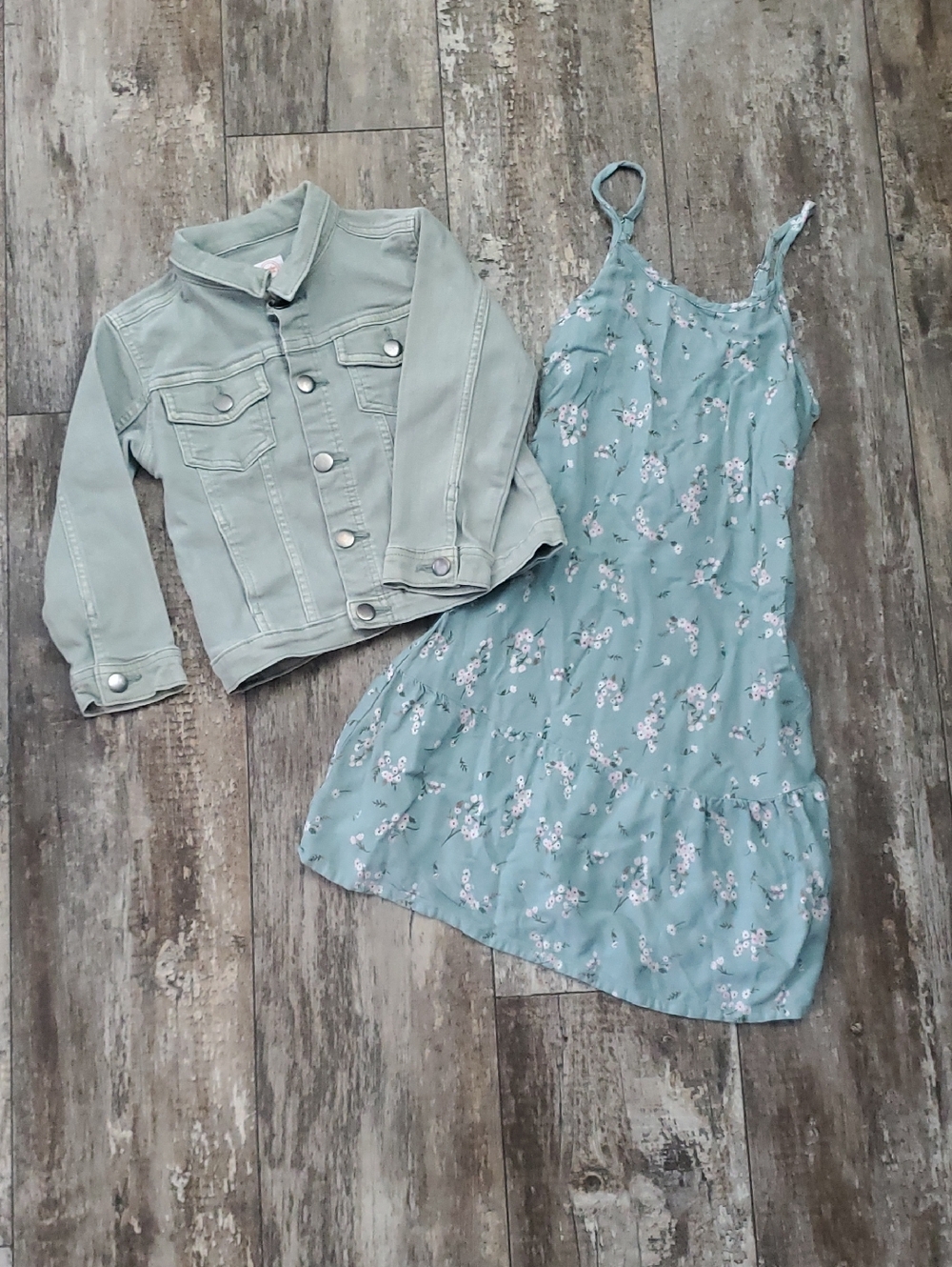 wonder nation Mint Green Floral Slip Dress with Matching Jacket